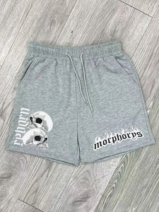 Pantalones cortos de sudor con estampado de diamantes de imitación Vintage personalizados pantalones cortos holgados de algodón 100% para hombres - Product Image 2