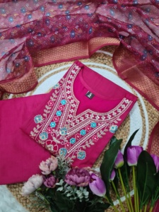 Robes pakistanaises 3 pièces de marque originale en coton pour femmes Kurti Salwar Kameez Bin Hameed indien pakistanais - Product Image 6