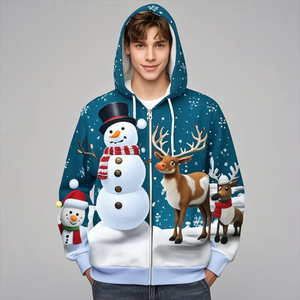 Vintage hombres 3D bordado Lobo gráfico polar 100% algodón manga larga ropa de calle de gran tamaño Unisex Sudadera con capucha 2025 - Product Image 3