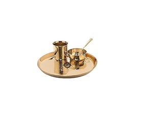 Top vendeur pur cuivre bronze thali ensemble de plaque bol cuillère et verre pour la maison mariage décoratif de grossiste indien - Product Image 2