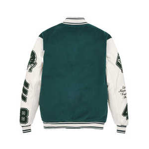 2024 New Arrival Customizable Woolen <b>Varsity</b> <b>Jackets</b> Oversized Winter <b>Bomber</b> Stand Knitted Leather Sleeves High Street - Product Image 2