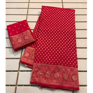 Hoge Kwaliteit Bollywood Stijl Fancy Sari Met Stijlvolle Pallu Voor Moderne Look Met Bijpassende Blouse Verkrijgbaar Tegen Exportprijzen - Product Image 1