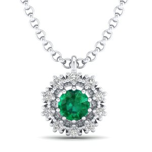 Reyes 925จี้เพชรโมอิสสีเงินแท้สำหรับผู้หญิงที่สง่างาม0.5กะรัตพลอยมรกตตัดสวยงามสร้อยคอเครื่องประดับที่ดี - Product Image 2