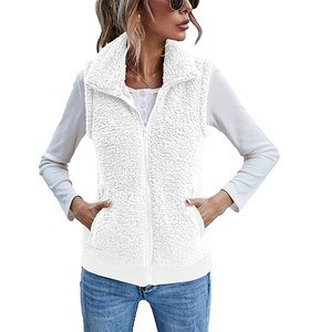 Custom Canvas Pocket Coated 100% Cotton Stand Collar <b>Sherpa</b> Vest <b>Jacket</b> Casual Winter Warm Breathable Sleeveless Zip-Up Fall - Product Image 4