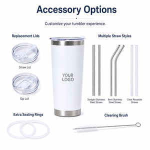 Custom Logo 20oz Straight Car Tumbler 304 Stainless Steel Vacuum <b>Insulated</b> Travel <b>Mug</b> With Straw and Splash Proof Lid For Daily - Product Image 5