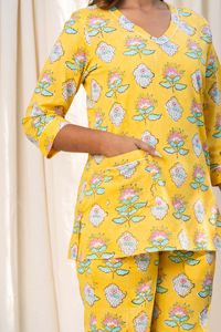 Nouvel arrivage de costume de nuit d'été à la maison, manches trois-quarts imprimées, ensemble 2 pièces en coton, robe - Product Image 2