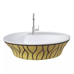 Lavabo de mesa con estampado amarillo, lavabo de superficie sólida, tocador Rectangular moderno, lavabo de mano, lavabo de baño, lavabo de encimera - Product Image 1