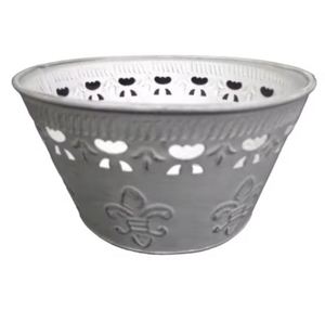 Jardinière ronde en fer blanc vieilli, utilisée pour le style, jardinières d'intérieur et d'extérieur, pots décoratifs, contenants pour fleurs, pots, fournitures pour jardinières - Product Image 2