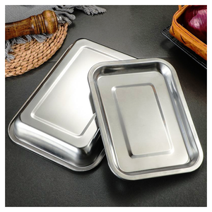 Bandejas de metal únicas Bandeja de acero inoxidable Bandeja de metal decorativa Disponible en forma y tamaño personalizados Diseño fantástico Plata - Product Image 4