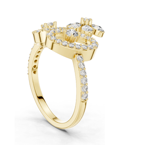 Bague Fleur en Diamant de Laboratoire 0,547 CT pour Femme, Clarté VVS-VS EF, Or 18KT, 14KT, 10KT et Argent 925, Or Rose, Or Jaune, Or Blanc - Product Image 4