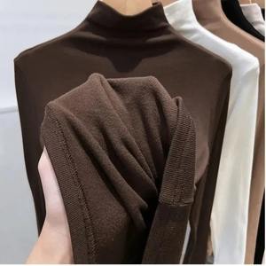 Camiseta Interior de Punto con Cuello Medio Alto, Forrada de Felpa, Gruesa, para Hombre, Moderna, para Otoño e Invierno, Versátil, 100% Algodón - Product Image 2