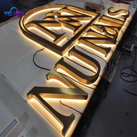 Enseigne murale personnalisée en acier inoxydable rétroéclairée par LED 3D, étanche IP65, pour magasins commerciaux, hôtels, bars, bureaux et bâtiments.