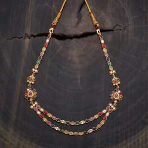 Silver Temple <b>Necklace</b> 173315 with Elegant Flower Shape Bezel Setting Inlay Technology - Product Image 4