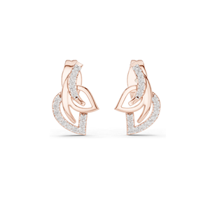 Boucles d'oreilles en forme de feuille avec diamants de laboratoire 0,12 CT pour femmes, clarté VVS-VS EF, or 18 carats, 14 carats, 10 carats et argent 925, or rose, or jaune, or blanc - Product Image 3