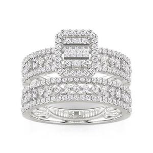 Ensemble de bijoux de mariée Jeulia plaqué or, multi-pierres, halo ajouré, 2 pièces - Product Image 1