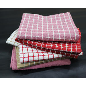 Serviette de cuisine en coton éponge 100% coton blanc et bleu à carreaux pour usage en cuisine - Product Image 6