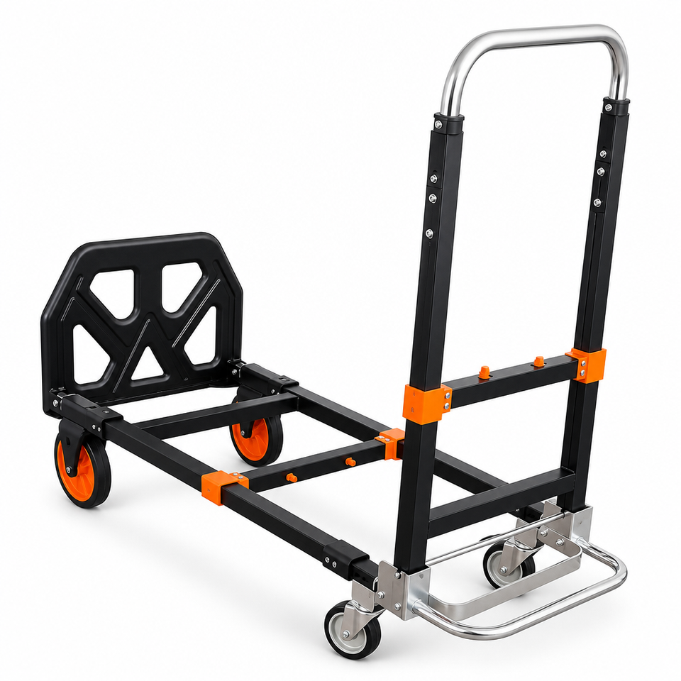 Metal Wheel Platform 2 in 1 Convertible Folding Hand Truck 150kg Fully Welded Metal 2 Wheel ...