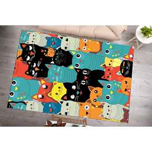 Alfombras Abstractas con Gatos, Alfombras Artísticas, Alfombra Colorida con Gatos, Alfombra de Animales, Alfombra de Terciopelo - Product Image 1