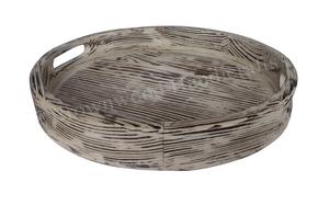 Juego de 2 bandejas decorativas y redondas de madera de mango de Color blanco desgastado hechas a mano de alta calidad para suministro de Hotel y restaurante - Product Image 6