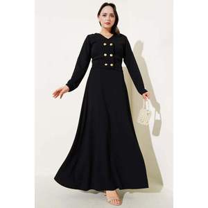 Épaulette Épaule Or Jupe Boutonnée 2 Pièces Ensemble Noir - Product Image 4