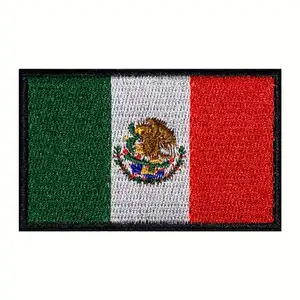 2024 la fabbricazione di bandiera del Messico personalizzato Logo ferro su cucire Patch ricamati distintivi 2D 3D PVC ricamo Patch