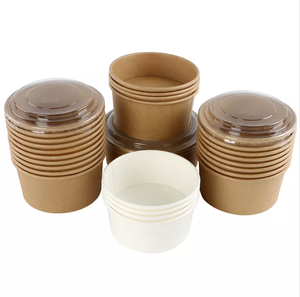 Benutzer definierte Druckpapier Lunch <span class=keywords><strong>Bowl</strong></span> Einweg 24 Unzen Suppen schalen Lebensmittel Kraft papier Salats ch üsseln mit Deckel - Product Image 1