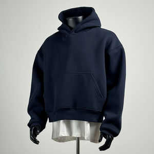 Sweat à capuche 100% coton personnalisé Boxy pull court de haute qualité vierge oversize poids lourd sweats à capuche en éponge française pour hommes - Product Image 1