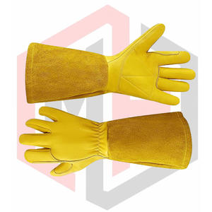 Premium Cowhide Yellow Leather Tig Welding Gloves Customized 14 Inch Length Durable Safety Gloves Anti-Slip Breathable - Product Image 6