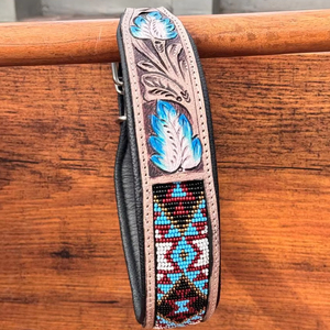 Exclusive 100% Genuine Leather Soft <b>Padded</b> Dog Collar With Hand Carving Top Indian Supplier Wholesale Manufacturer - Product Image 3