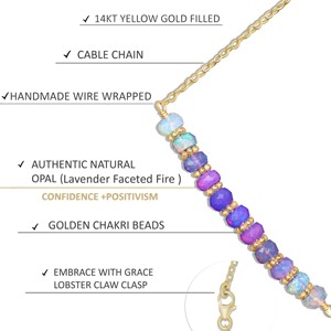 Collar de Cadena con Cuentas de Ópalo Lavanda Natural en Plata de Ley 925 para Mujer, Tamaño 18 Pulgadas, Collares de Cuentas Finas para Aniversario - Product Image 4