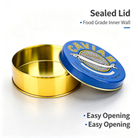 Boîte métallique personnalisée en étain, caviar rond, emballage alimentaire, usine