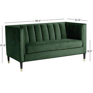 Stylish Velvet Upholstered Two Seat Love Seat <b>Sofa</b> Mid for Modern <b>Wood</b> <b>Frame</b> for Living Room Apartment Hotel Lounge Villa - Product Image 6