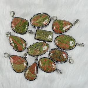 เครื่องประดับคริสมาสต์ขายส่งจี้แจสเปอร์ unakite เครื่องประดับจี้ชุบเงินเครื่องประดับผู้หญิงฝา COLLET จี้แฟชั่น - Product Image 2