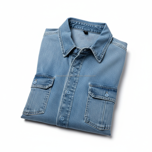 Gilet en jean sans manches pour homme, personnalisé OEM, bleu clair délavé, coupe ajustée, style débardeur, avec double poches et ourlet incurvé - Product Image 6