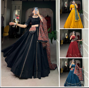 ชุดผ้าคอตตอนแท้สีดำสำหรับงานแต่งงานกระจกแท้สีดำออกแบบพิเศษพร้อม Gota patti TOUCH - Product Image 6