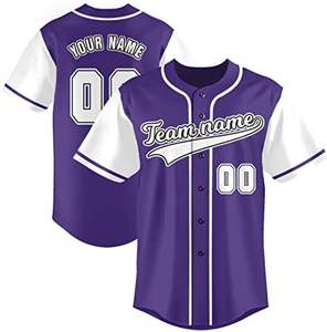 Nueva camiseta de béisbol morada-Camisa abotonada con nombre y número personalizados, uniforme deportivo para hombres y mujeres - Product Image 1