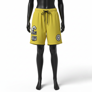 Shorts de Baño Personalizados de Microfibra Elástica de 180 g/m², Diseño con Cristales de Imitación Naranja, Logotipo Jacquard en el Panel Lateral de la Cintura - Product Image 1