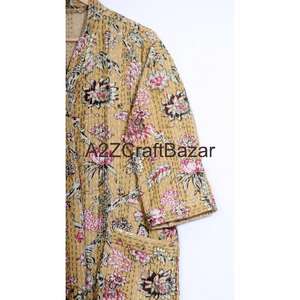 Handmade Non Woven Luxury Floral V-Neck Drawstring Long Sleeve <b>Women's</b> <b>Robe</b> Smooth Soft Breathable Quick <b>Dry</b> 100% Cotton - Product Image 3