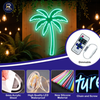 Populaire Lampe Néon Autonome Premium 30cm Luminescente dans le Noir pour Décoration de Voiture, Arbre Tropical Vert, Palmier, Cactus, Étanche