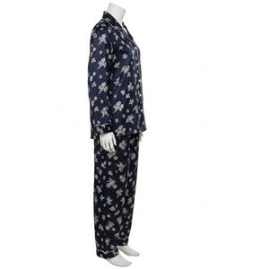 Ropa de Dormir Transpirable 100% Seda Tejida para Mujer con Estampado Digital, Ropa de Dormir Ligera y Suave de Lujo para el Hogar - Product Image 3