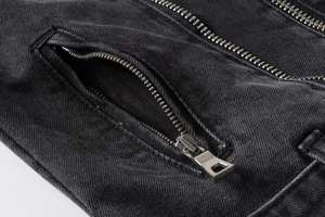 High Street Style Casual Men's Denim <b>Jacket</b> Winter Wear Customized Sportswear Breathable Windproof Zipper Stand Collar Solid - Product Image 6