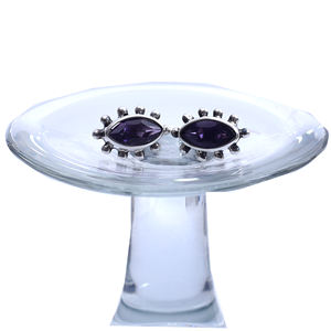 ต่างหูเงินแท้ 925 ประดับพลอยอะมีทิสต์ทรงมาร์ควิสคุณภาพสูง ดีไซน์คลาสสิก เหมาะสำหรับงานปาร์ตี้และวันครบรอบ - Product Image 3