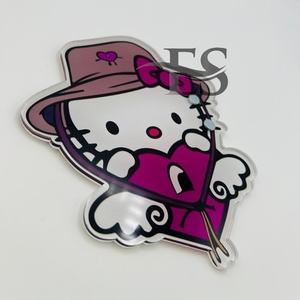 Vente chaude Personnalisé Mignon Hello Kitty Cils Carrelage Plaque En Gros Acrylique Cils Aimant Carrelage Cercle Forme Ovale Marque Privée - Product Image 3