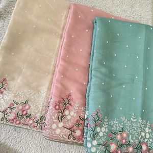 Hermoso Sari de diseñador con trabajo de hilo y blusa - Product Image 5