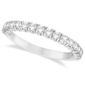 Anillo de Media Eternidad con Diamantes Apilados de 0.75ct, Engaste Pavé en Paladio, Elegante Joyería de Media Eternidad - Product Image 1