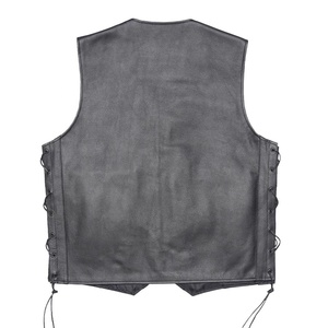 Chaleco de Cuero PU para Hombre, Estilo Motero, Sin Mangas, con Bolsillos con Cremallera, Sin Cuello, Ropa Exterior de Otoño, Chaleco de Cuero para Moto - Product Image 2