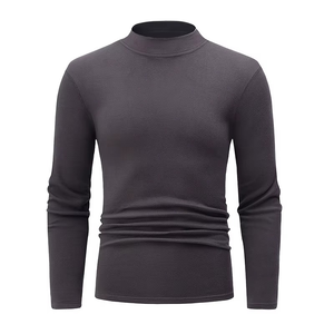 Haut pour homme tendance, 1/2 pièce, automne-hiver, couleur unie, col semi-haut, manches longues, décontracté, sport, fitness, coupe-vent, fermeture éclair - Product Image 4