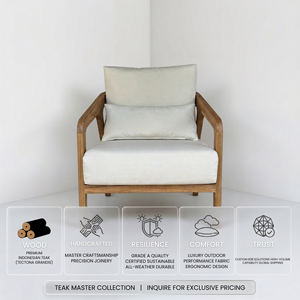 Teak Wood Living Room Chair Accent Armchair with Cushions Upholstered Single <b>Sofa</b> for Modern Lounge Home Furniture Wholesale - Product Image 1