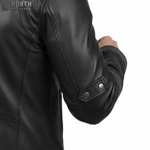 Nueva chaqueta de cuero informal de alta calidad para hombre con decoración bordada chaqueta de bombardero personalizada - Product Image 3