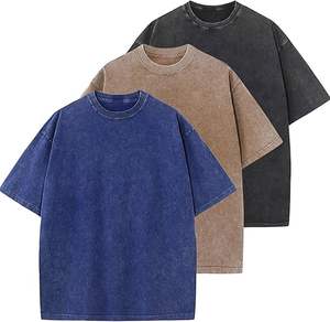 Logo personnalisé lot de 3 t-shirts surdimensionnés pour hommes t-shirt vintage en coton manches courtes décontractées chemises délavées à l'acide hauts unisexes - Product Image 5